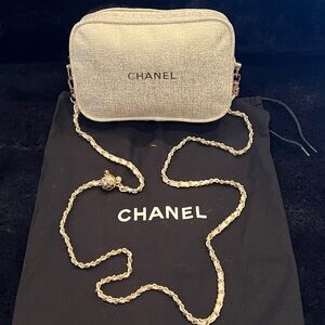 Chanel Beaute White and Gold Crossbody